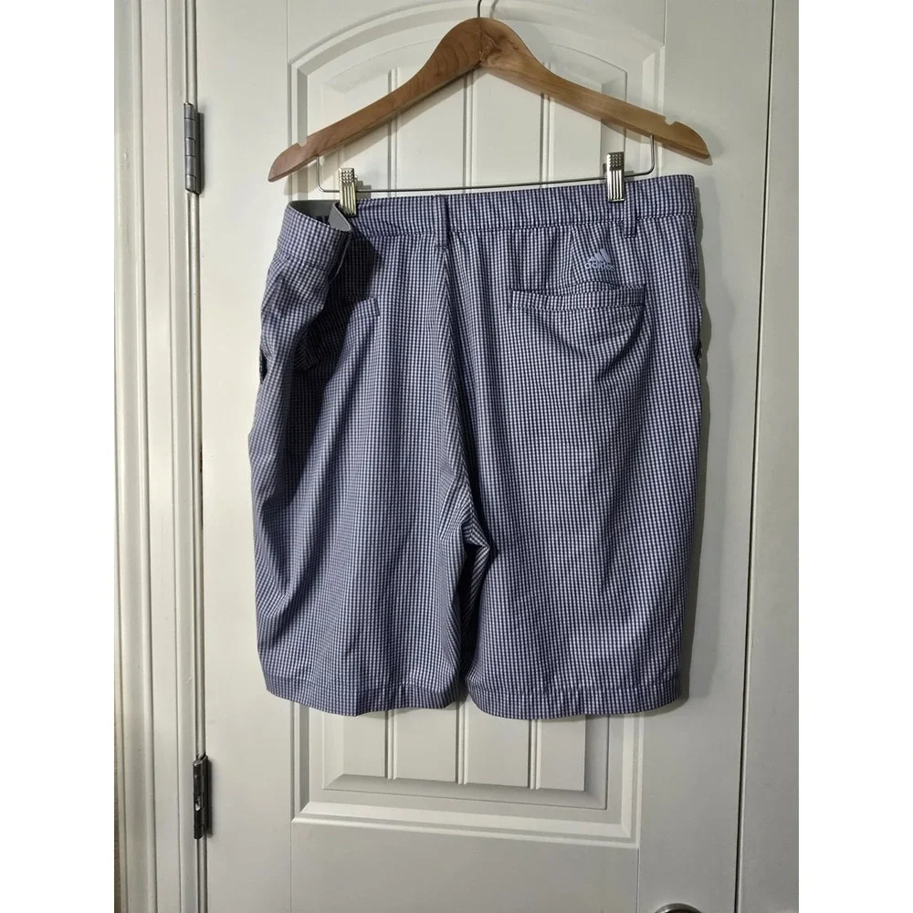 Adidas Mens Blue Gingham Check Golf Shorts Size 40‎ Stretch Performance Active